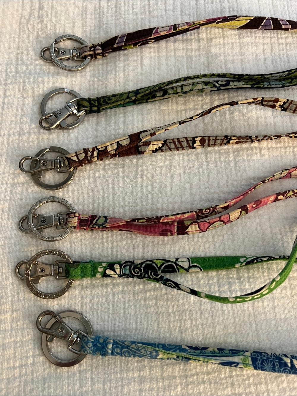 Vera Bradley Multi-Color Patterned Fabric Lanyard Keychains (Set of 6)
